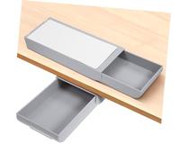 Alipis 2Pcs Grey Hidden Storage Box Under Desk Adhesive Drawer Organizer Abs Material Space-saving Stationery Container for Office Students Engineers Designers