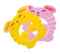 Alipis 2pcs Hair Washing Hat, Adjustable Four-button Bath Shower Cap, Eye and Ear Protection Shampoo Shield, Pink and Yellow Bath Caps for Boys