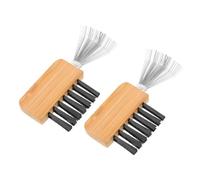 Alipis 2pcs Hairbrush Cleaner Tool for Hairbrushes and Combs, Compact and Portable Japanese Style Flower Arrangement Fixer, Metal and Wood Material, for Hair Salons and Travel