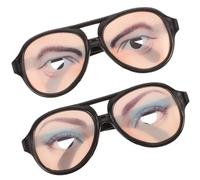 Alipis 2pcs Halloween Trick Female Funny Eyes Glasses Prank Disguise Eyeglass Party Props
