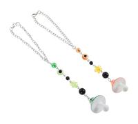 Alipis 2pcs Handmade Mushroom Phone Bracelet Charm Strap with Flower Beaded Chain, Cute Mini Cell Phone Bag Keychain Hanging Decoration for Mobile Car - Orange and Green