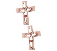 Alipis 2pcs Hanging Heart Decorations Wooden Cross Decor Wall Art for Living Catholic Religious Cross Collection