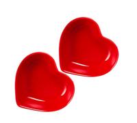 Alipis 2pcs Heart Shaped Ceramic Dipping Sauce Plates Red Multi-Purpose Condiment Dish for BBQ Salad Dressings Ketchup and Oil Space-Saving Stackable Side Serving Bowls for Home and