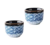 Alipis 2Pcs Japanese Style Ceramic Sake Cup Glazed Sea Wave Pattern Elegant Serving Cups for Home Tea Party and