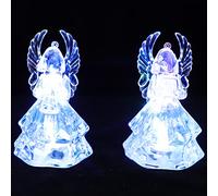 Alipis 2Pcs Light Colorful LED Lamp Prayer Angel with Wings Desktop Light Decorative Bedroom Bedside Light for Kids Tabletop Decoration for Home Office Hotel (Battery Powered)