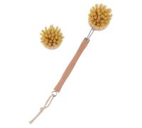 Alipis 2Pcs Long Handle Wooden Bath Brushes with Back Massage Dots Natural Palm Body Scrubbers for Deep Cleaning Reach Areas for Enhanced Bathing Experience