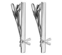 Alipis 2pcs Men's Fashion Golf Tie Clips in Silver Copper Versatile Pairing and Resistant to Deformation Features, Stylish Design for Professional Business Settings