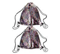 Alipis 2pcs Mermaid Sequin Drawstring Backpack for Girls and Women, Sparkling Polyester Outdoor Sports Bag with Ergonomic Design, Comfortable to Carry, for Back to School Party and Gym