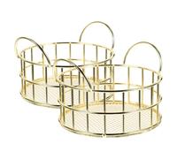 Alipis 2pcs Metal Storage Basket Cat Ear Design Iron Desktop Organizing Basket Golden for Pen Holder Office Workers Students Birthday Present