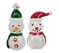 Alipis 2pcs Mini Blown Glass Christmas Snowman Figurines Handcrafted Collectible Decor Compact for Desk Shelf Holiday Party Supplies and Goodie Bag Fillers