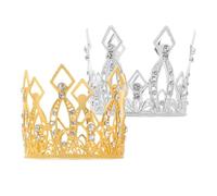 Alipis 2pcs Mini Crown Cake Topper Alloy Rhinestone Princess Crown Vintage Baroque Style for Birthday Wedding Bridal Shower Decor