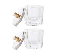 Alipis 2pcs Mini Crystal Nail Cups with Lids Octagonal Glass Liquid Containers for Nail Art Storage Suitable for Home Salon DIY Manicure