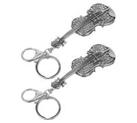 Alipis 2pcs Mini Violin Keychain Set for Handbag Accessories, Lightweight Silver Rhinestone and Zinc Alloy Bag Ornament, Elegant and Charming Key Ring Holder Present for Loved Ones