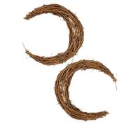 Alipis 2pcs Moon Shape Rattan Wreath for DIY Christmas Decor Handmade Vine Branch Wreath Making Rings Natural Rattan Craft for Home Decoration Rustic Wall Ornament