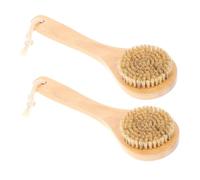 Alipis 2pcs Natural Boar Bristle Body Brush Exfoliating Scrubber with Short Handle for Dry Brushing and Shower Bath Back Cleaning Skin Care