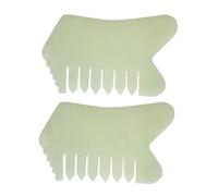 Alipis 2pcs Natural Jade Massage Combs for Scalp and Hair Care Smooth Rounded Scraping Boards to Blood Flow and Skin Beauty Portable Hair Growth Massager Tools for Relaxing Head and Body
