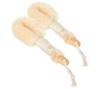 Alipis 2Pcs Natural Sisal Exfoliating Body Brush Set with Ergonomic Wooden Handle for Deep Cleansing and Dry Brushing, Beige Bath Scrubbers for Shower and Skin Care