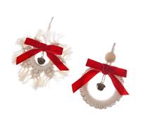 Alipis 2pcs Nordic Style Star-shaped Weaving Bell Pendants Christmas Decorations Wooden Material and Cotton Rope for Home and Garden Hanging
