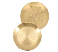 Alipis 2pcs Pentacle Altar Tray Decorative Metal Candle Holder for Rituals Tarot Ceremonies Elegant Jewelry Storage Plate Smooth Edges Five- Design for Home Decor