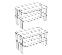 Alipis 2Pcs Plastic Refrigerator Storage Shelves for Kitchen and Tabletop, Space Saving Storage Rack with Easy to Find Items Feature, for Organising Leftovers and Condiments