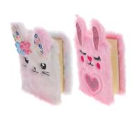 Alipis 2Pcs Plush Rabbit Notebook for Portable Mini Travel Diary with Smooth Lined Adorable Cartoon Cover Lightweight and Compact Student Writing Journal