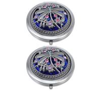 Alipis 2pcs Portable Compact Cosmetic Mirrors Set Super-compact Lightweight Gilded Retro Vanity Mirrors for Women Elegant Chic Foldable Makeup for Home and Travel
