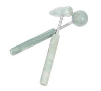 Alipis 2pcs Portable Jade Massage Rollers Handheld Neck and Face Massager Tools with Aluminum Alloy Handle Promote Blood Flow for Household Muscle Relaxation