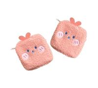 Alipis 2pcs Portable Plush Sanitary Napkin Storage Bags Multi-Function Cartoon Tampon Holder Pouches for Office and School Use Pink