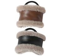 Alipis 2pcs PU Leather Hair Ties Plush Elastic Ponytail Holders for Women and Teens Soft Hair Accessories for Thick Curly Versatile Styling Bands in Brown and Black