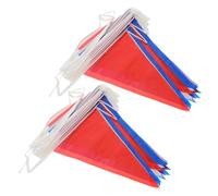 Alipis 2pcs Red White Blue Triangular Outdoor Bunting String Flags Quick Assembly Hanging Pennant Banner for July Independence Day Memorial Day Usa Party Parade Decorations