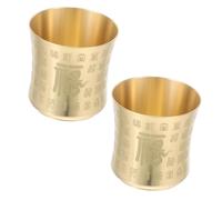 Alipis 2pcs Retro Brass Kung Fu Teacups for Buddhist Worship and Tea Tasting Vintage Chinese Holy Water Offering Bowls Artistic Asian Teaware for Home Office Meditation and Collectors