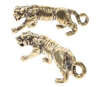 Alipis 2pcs Retro Brass Tiger Figurine Keychain Smooth Finish Car Ornament and Home Office Decor Chinese Zodiac Year Tiger Charm for Desktop Bookshelf Table Display