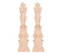 Alipis 2pcs Retro Wooden Decals Classic European Style Wood Carved Onlay Unpainted Appliques in Beige for Decorating Cupboards and Cabinets, Can Be Dyed Or Spray Painted