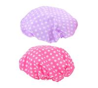 Alipis 2pcs Reusable Shower Cap - Waterproof Hair Bath Caps - Luxury Shower Hat for Women - Elastic Double Layer Bathing Hat with Dots Print for Long or Short Hair