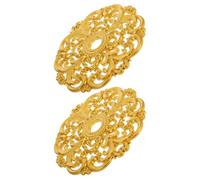 Alipis 2pcs Round Ceiling Medallion with Precise Hollow Carved Design 12 Inch Golden Decorative Ceiling Discs for Chandeliers for Modern Homes and Living Room Decor