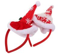 Alipis 2pcs Santa Claus Hat Headband Christmas Velvet Hats Plush for Holiday Party Classroom Ugly Sweater Party Accessory