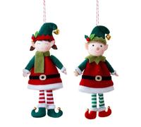 Alipis 2pcs Santas Elves Plush Dolls Soft Christmas Hanging Ornaments Adorable Holiday Decor for Tree Elf Couple Figurines for Winter Celebrations Ready Plush Dolls
