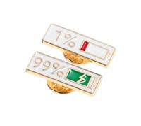 Alipis 2pcs Social Battery Lapel Pin Set, Creative Enamel Brooch Badge 1% and 99% Battery Indicators, Fun Social Expression Pins for Men and Women, Clothing Accessory