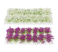 Alipis 2Pcs Static Grass Tuft Model Set for Sand Table and Outdoor Diorama, Artificial Miniature Grass Clusters in White and Purple for Gaming Scenery and Model Building