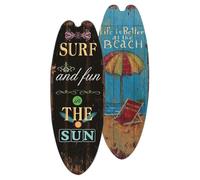 Alipis 2pcs Surfboard Sign Decor for Home Wall Decoration, Summer Style Synthetic Material Beach Surfboard Wall Plaques for Indoor Nautical Themed Rooms