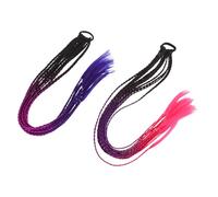Alipis 2Pcs Synthetic Braided Hair Extensions for - Gradient Colored Ponytail Braids, Festival and Party Cosplay Hairpieces, Braided Ponytail Hair Accessories