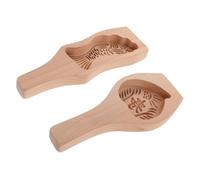 Alipis 2pcs Traditional Wooden Mooncake Mold with Handcarved Carp and Peach Patterns Versatile Pastry Making and Cookie Baking Tool for Mid-Autumn Festival and Cake Decoration