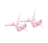 Alipis 2Pcs Transparent Acrylic Origami Crane Models Decorative Paper Folding Art Figurines Gift Pink Tabletop Ornaments for Party and Home Decor