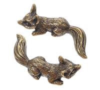 Alipis 2pcs Vintage Brass Fox Drawer Knobs Cute Animal Cabinet Pulls with Retro Patina Finish for Dressers, Cupboards, and Closets in Antique Gold