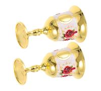 Alipis 2Pcs Vintage Embossed Metal Goblet Zinc Alloy Wine Cup for Home Bar Party Celebration Decor Elegant Decorative Drinking Glasses