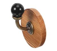 Alipis 2pcs Vintage Wall Mounted Coat Hook with Ceramic Tip Black Metal | Wood and Ceramic Details, Smooth Antique Knob Finish, Bathroom Entryway Use, for Towels and Hats