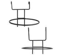 Alipis 2pcs Wall Mounted Flower Pot Ring Metal Hanger for Indoor Plants | Black Iron Bracket, round Planter Rack with Hook Rail, Quick Setup for Balcony Window Railing Display