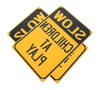 Alipis 2pcs Warning Signs Iron Signs High Visibility Weather Resistant Yellow Slow at Play for Areas Where Are Playing and Streets
