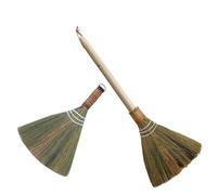 Alipis 2pcs Whisk Broom Cleaning Broom Portable Rustic Wood Miscanthus Handmade Sweeper for Indoor Home Cleaning