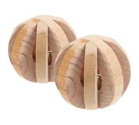 Alipis 2pcs Wooden Chew for Small Animals Squirrels and Hamsters, Beige Ball Shaped Pet with Decompression Function to Protect Shoes and Furniture from Biting